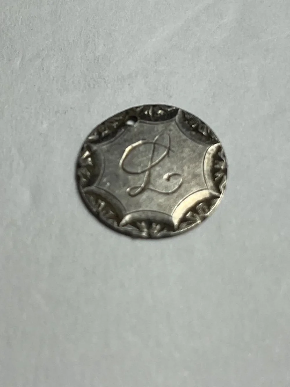 Antique Sterling Silver 1870-1901 Canada Half Dime Love Token With Monogram L